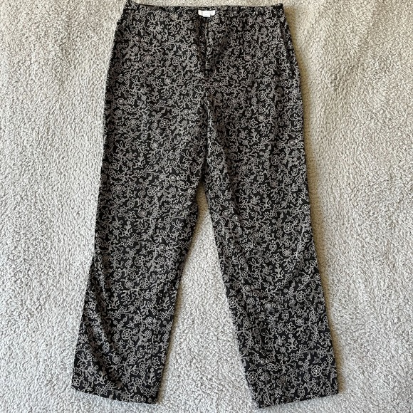 J. Jill Pants - J.Jill Chino Pants Womens 2P Petite Black White Floral Ankle Crop Stretch Casual